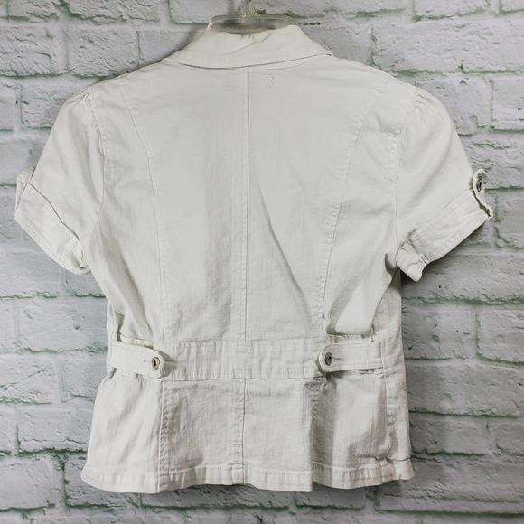 Jones New York White Denim Short Sleeve Jacket Top Sz. S - Picture 2 of 4